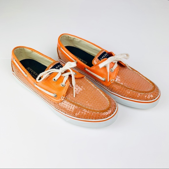 Sperry Shoes | Sperry Bahama Orange Sequin Boat Shoes | Color: Orange | Size: 9.5 | Carmen20c's Closet
